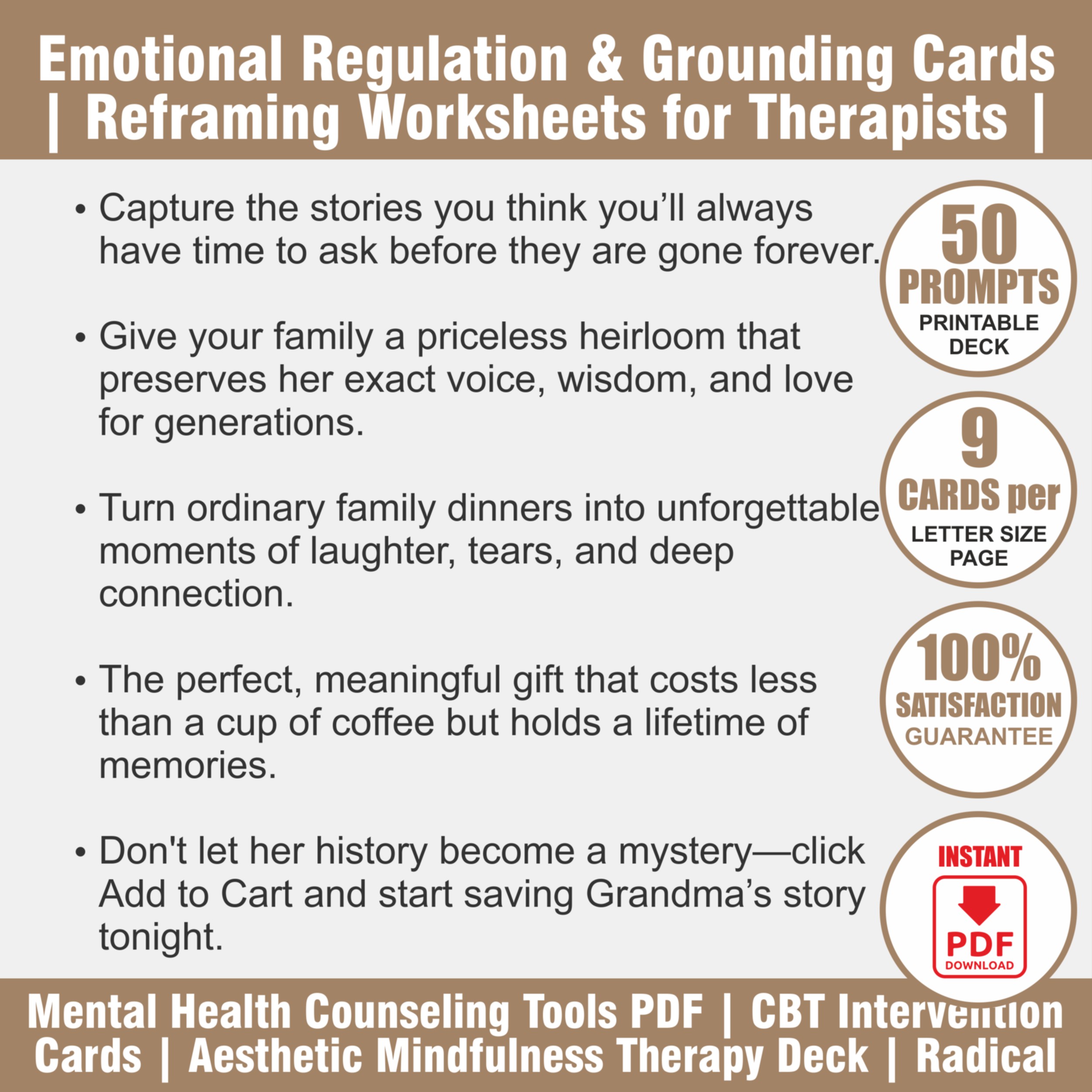 CBT Therapy Cards Mindfulness Deck | Shadow Work Journaling Prompts - View 2